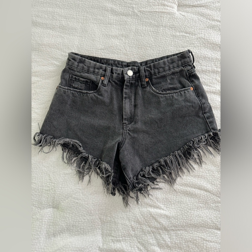 Black denim shorts